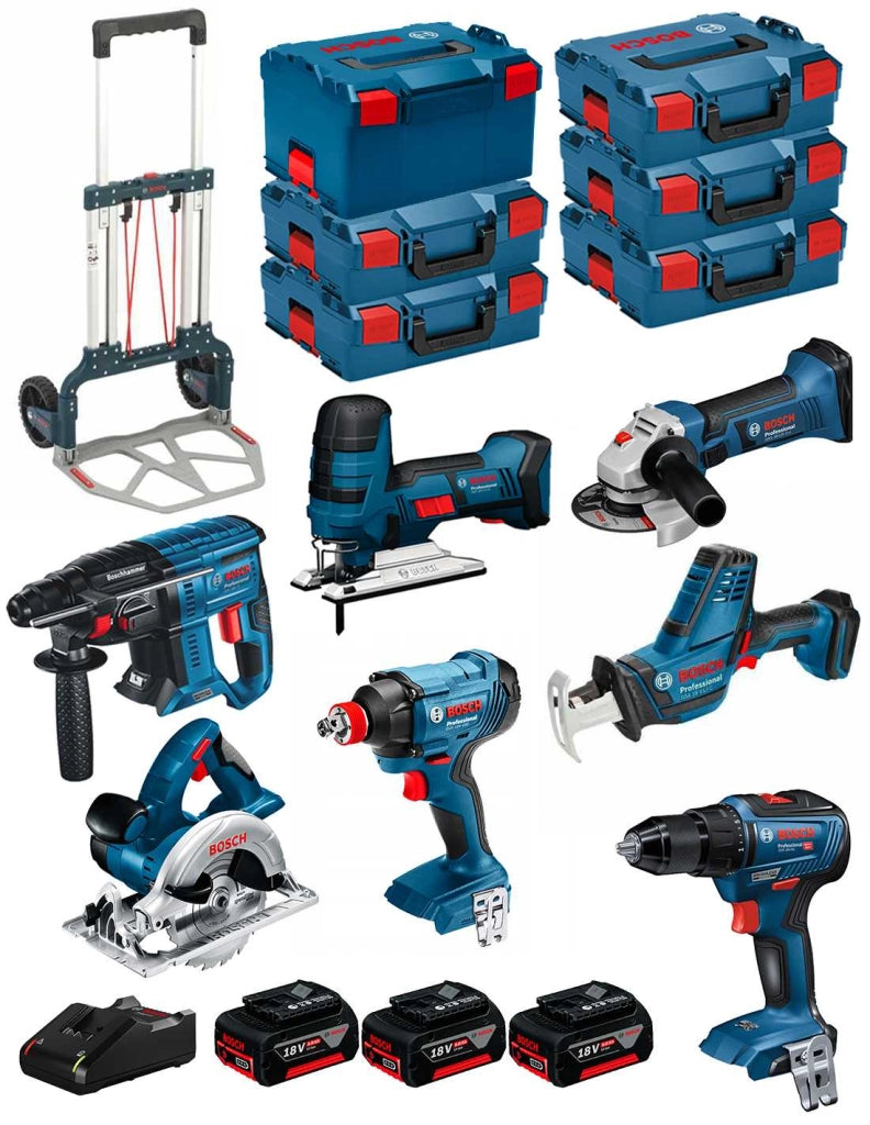 BOSCH Kit 18V BK702 (GST18V-LIS+GKS18V-LI+GBH18V-21+GWS18-125V-LI+GSR18V-55+GSA18V-LIC+GDX18V-180+ 3x5,0Ah+GAL18V-40+6xL-Boxx)