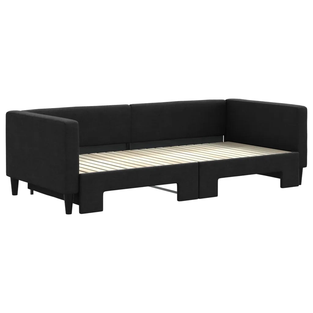 Divano letto | Sof¨¤ letto | Letto singolo Estraibile Nero 90x200 cm in Tessuto