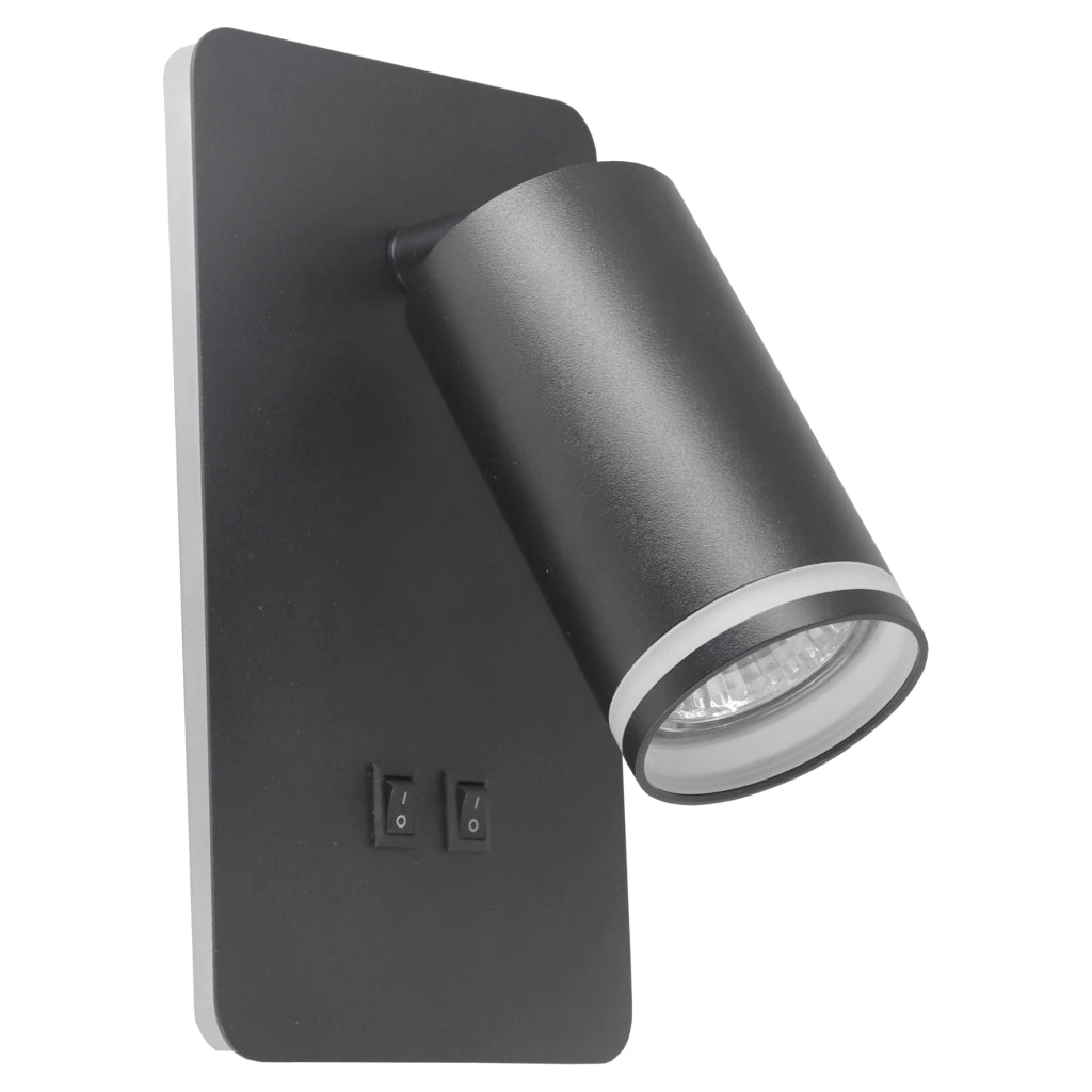 Applique LED 6W + GU10 nera con interruttore Paris Polux