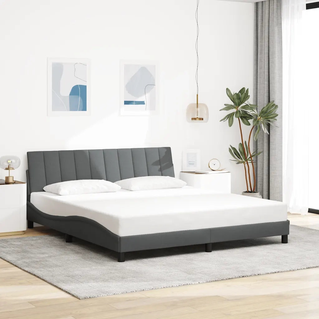 Letto matrimoniale | Letto per adulti | Giroletto senza Materasso Hanko Grigio Scuro 180x200 cm Tessuto