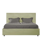 BS COM Letto queen size senza rete imbottito 150x210 microfibra tè verde