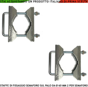 Staffa in Acciaio Zincato Necessarie per il Fissaggio dei Semafori su Palo Diametro 6 mm Cravatte ad U Fori Ovali Scorsoi Regolazione Graffe di Presa Dentate