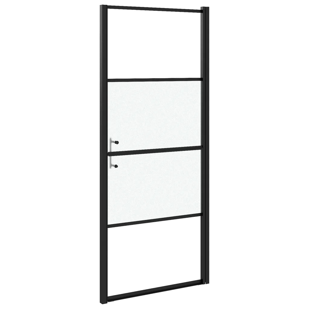 Parete Doccia 81x195cm in Vetro Temperato Semi Smerigliato Nero cod mxl 44494