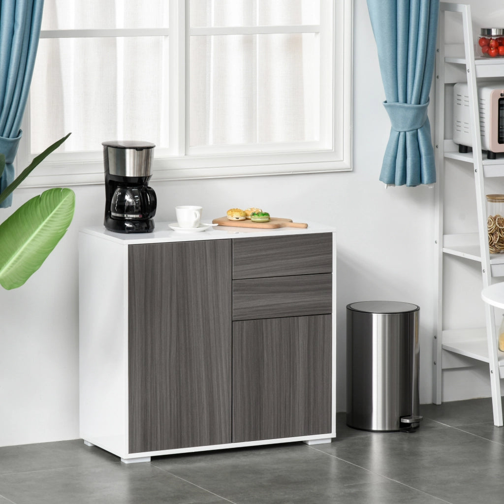 Mobile con 2 Cassetti e 2 Ante ¨C Xylo ¨C Grigio Chiaro e Bianco, 79x36x74cm