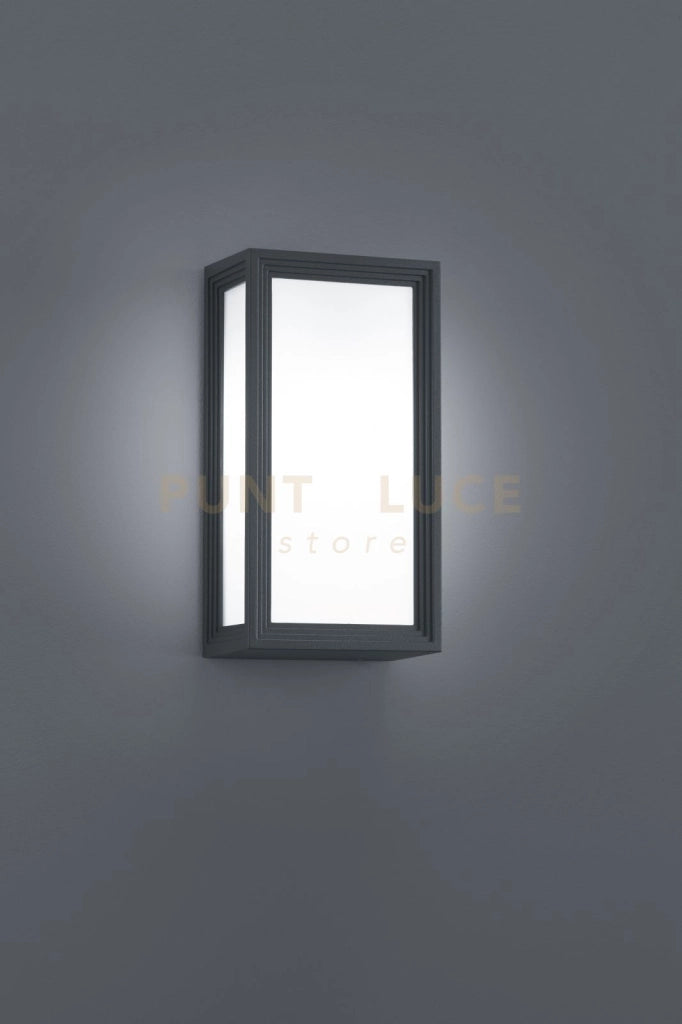 TIMOK APPLIQUE 1xLUCE ATTACCO E27 LAMPADINA INCLUSA 4,9W  470lm, 3000K RETTANGOLARE ANTRACITE CM 28,5X15CM IP54