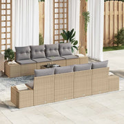 Set Divano da Giardino 7 pcs Beige e Grigio Chiaro polyrattan