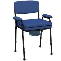 Sedia Comoda 5 in 1 per Anziani e Disabili per WC e Doccia, Altezza Regolabile e Secchio Rimovibile, Blu