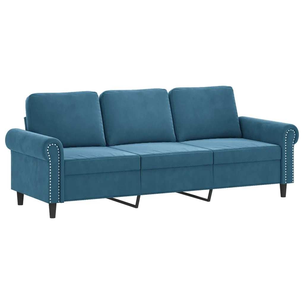 Set di Divani 2 pz con Cuscini Blu in Velluto 3202279