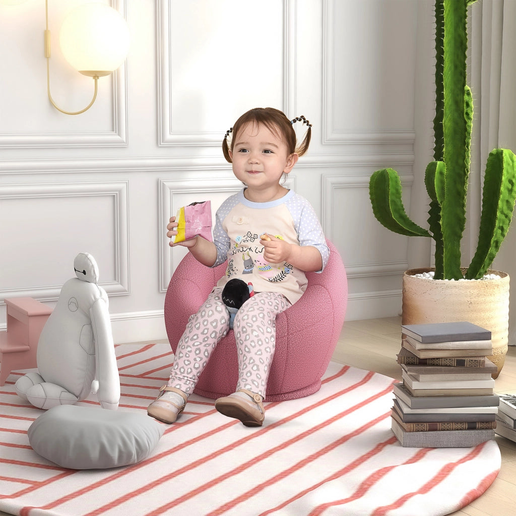 Sgabello Bambini ¨C Minimal ¨C Rosa, Teddy-Fleece, 60x56x48 cm