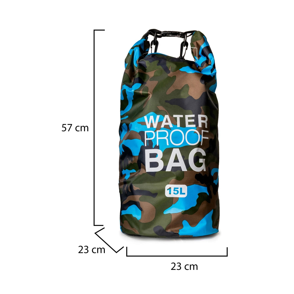 Semarese, Borsa Impermeabile Capacità 15 lt, blu Mimetica