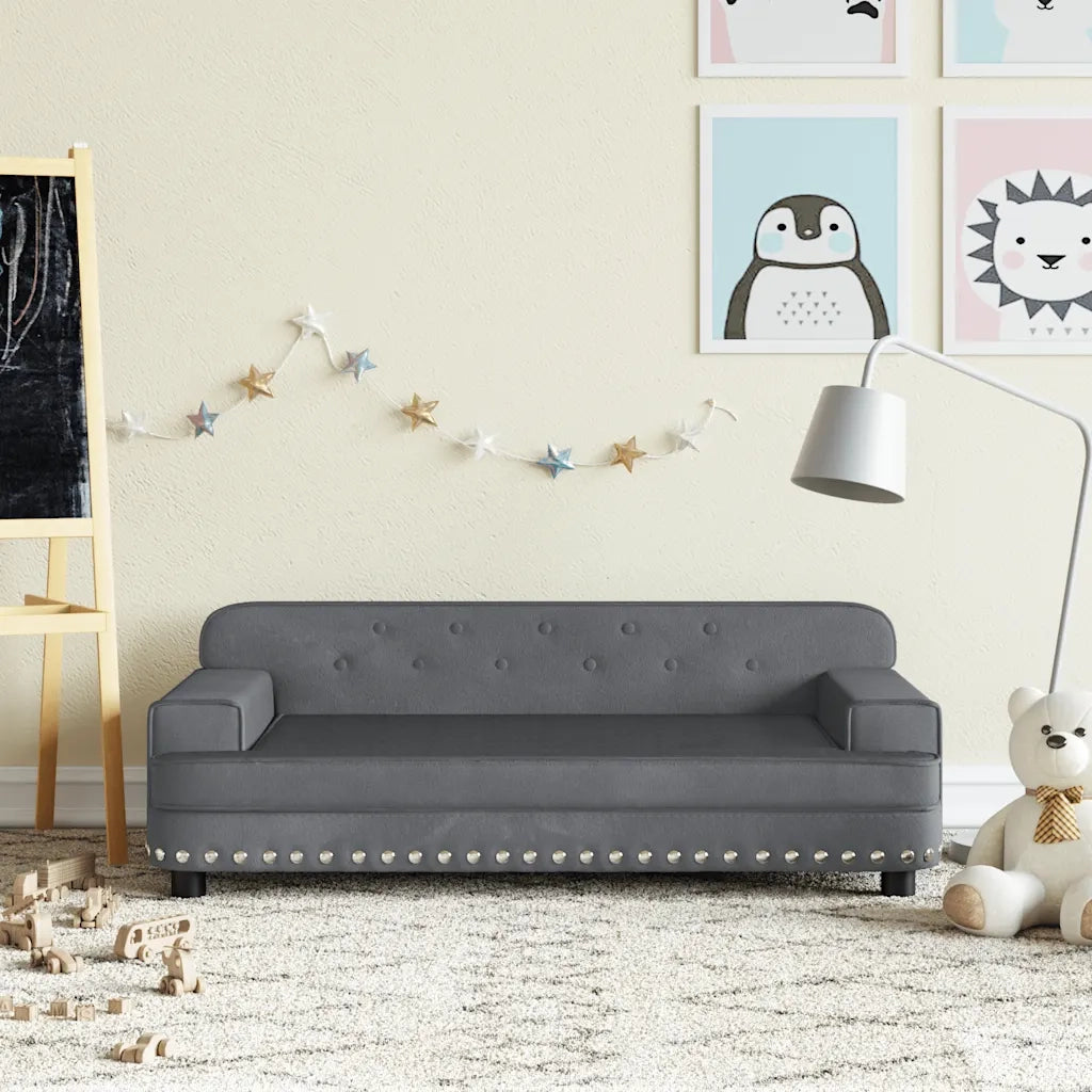Divano per Bambini-Sofa-Divanetto Grigio Scuro 90x53x30 cm in Velluto