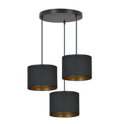 Lampadario Emibig Hilde 3 Premium 3xE27 nero oro tessuto