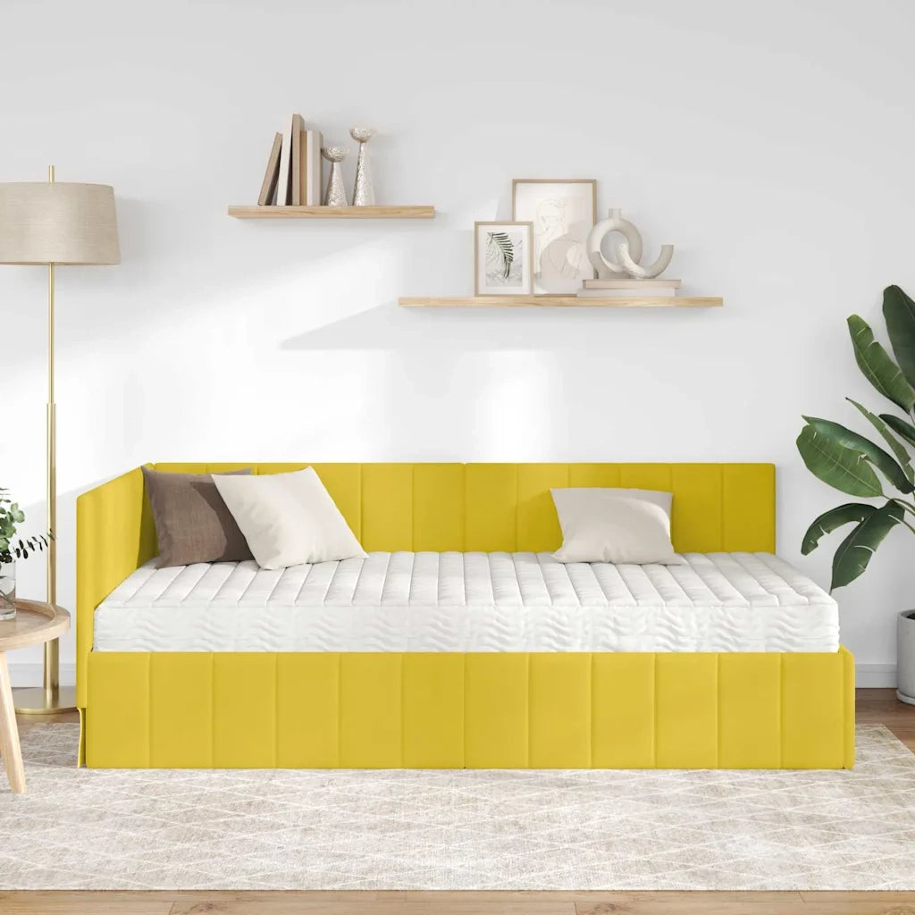 Struttura Letto Angolare con Materasso 2 pcs Giallo Velluto 3393874