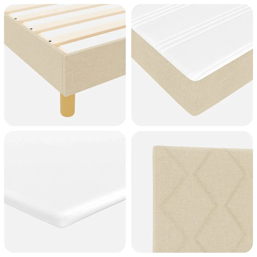 Letto a molle con materasso Crema 200 x 100 cm Tessuto 3341347