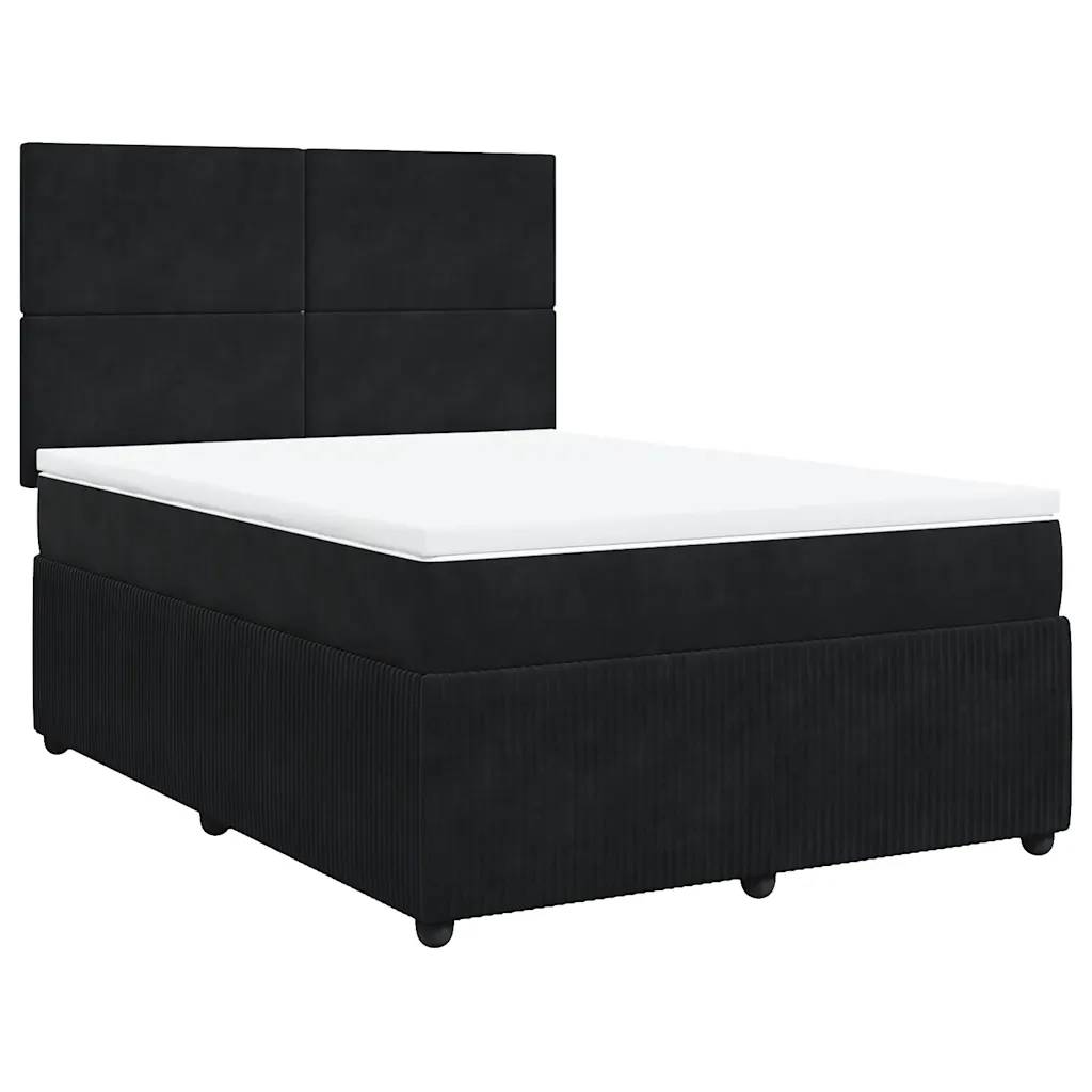 Giroletto a Molle con Materasso Nero 140x190 cm in Velluto