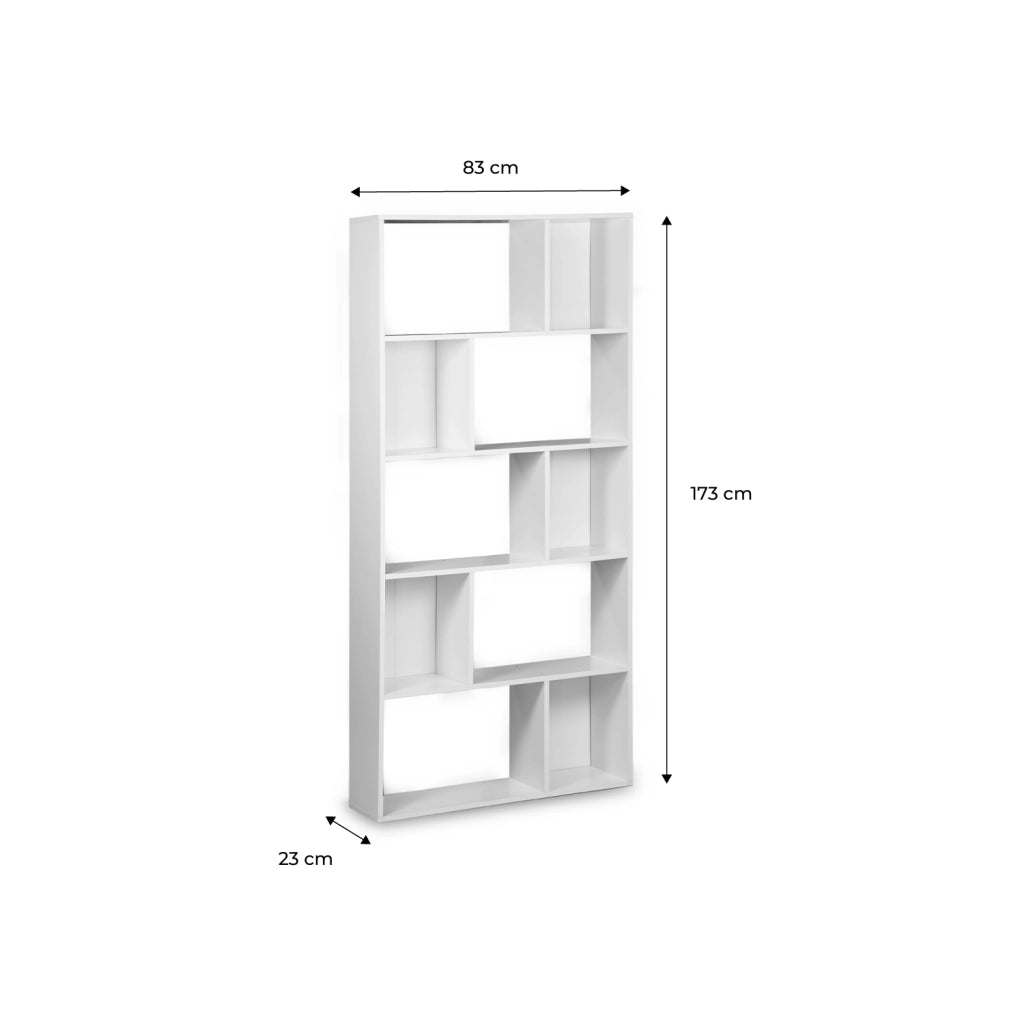 Libreria a 5 ripiani con 10 vani, nero