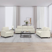 Set di Divani 3 pz con Cuscini Crema in Velluto