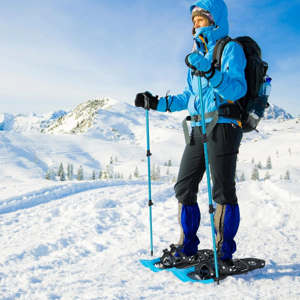 Set Racchette da Neve 35-45 per Uomo, Donna e Gioventù, Bastoncini da Trekking Telescopici 95-135 cm con Punte in Tungsteno, Dischi Neve e Dischi Fango, Ciaspole da Neve Leggere con Borsa