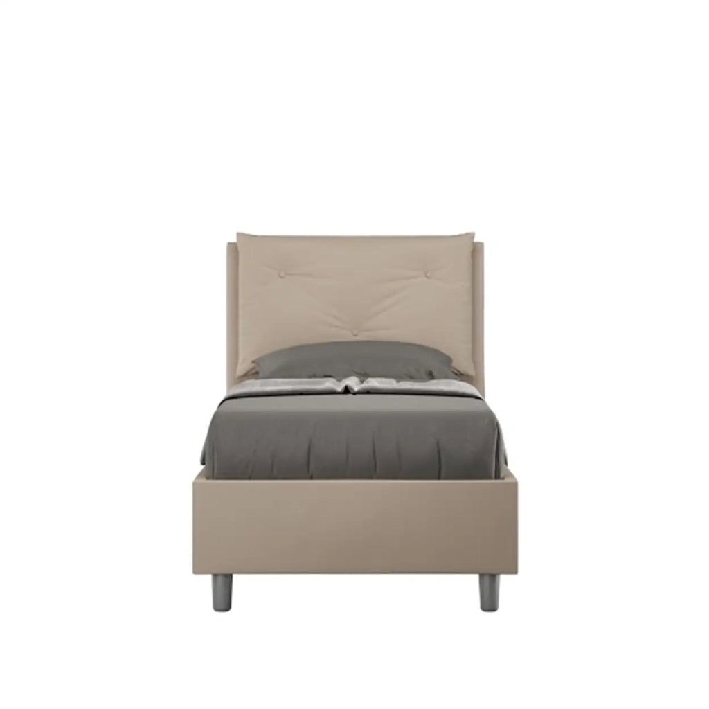 Letto singolo senza rete imbottito 80x210 similpelle tortora Appia