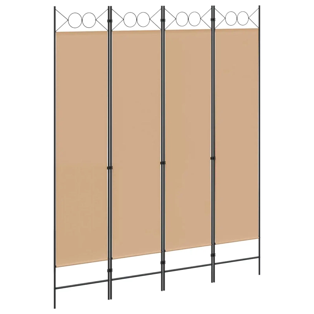 Divisorio Ambienti | Divider per stanze | Paravento a 4 Pannelli Beige 160 x 200 cm Tessuto