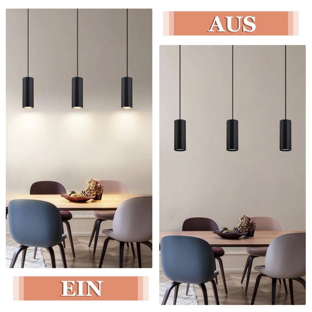 Lampada a sospensione ZMH 3 Luci nero in metallo diametro GU10  moderna industriale Per Sala da Pranzo soggiorno 44 cm