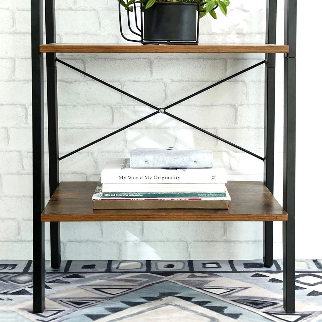 Libreria a scala industriale LLS44X in legno rustico e metallo