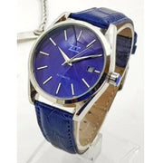 Trade Shop - Orologio Da Polso Zcc Uomo Analogico Automatico Data Elegante Moda Pelle Blu -
