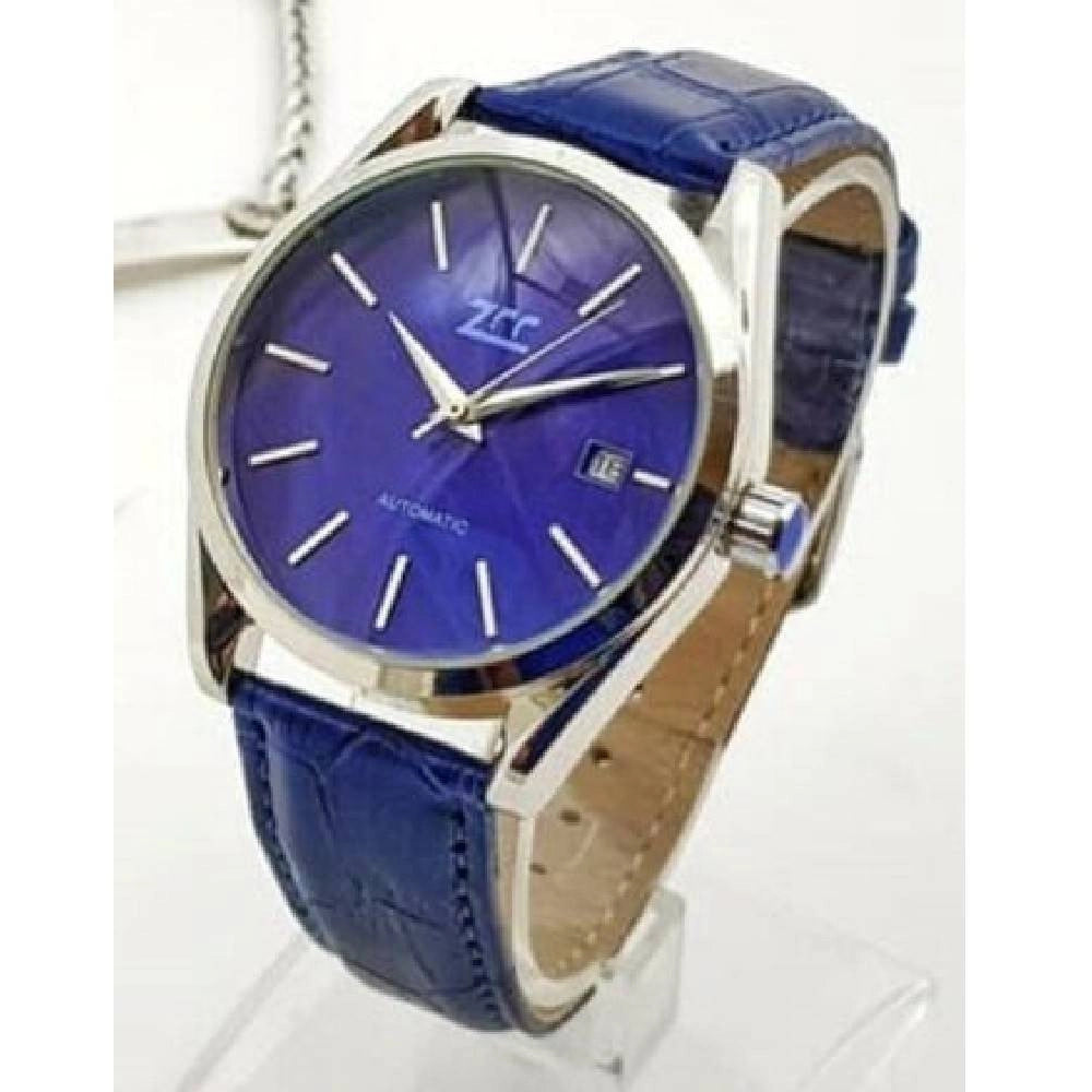 Trade Shop - Orologio Da Polso Zcc Uomo Analogico Automatico Data Elegante Moda Pelle Blu -