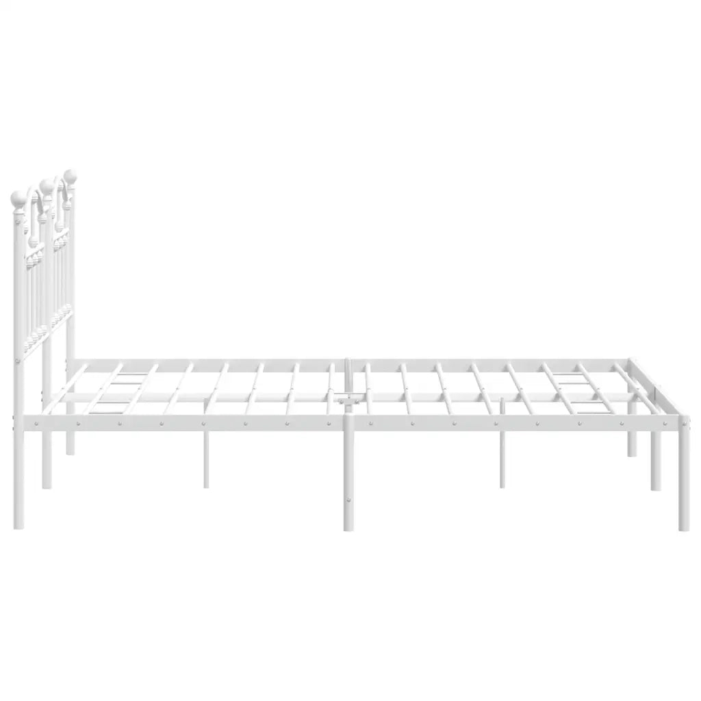 Letto matrimoniale | Letto per adulti | Giroletto con Testiera Metallo Bianco 135x190 cm