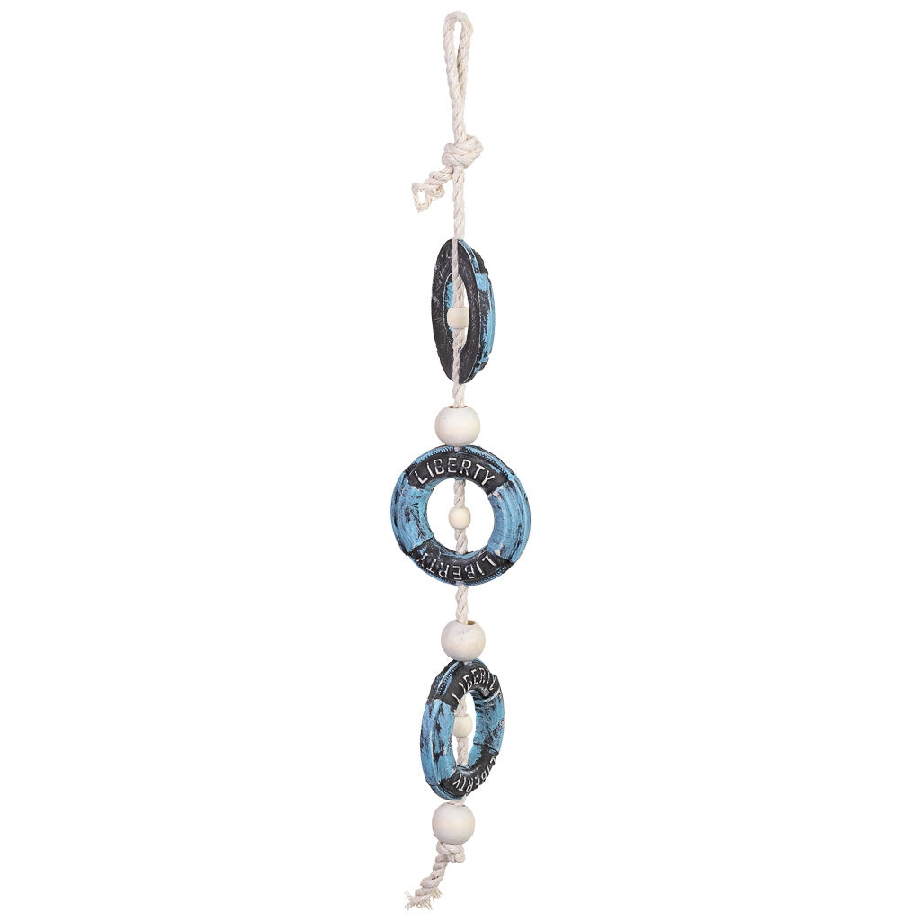 Campanello a vento decorativo in legno, blu, 8x2x52h cm