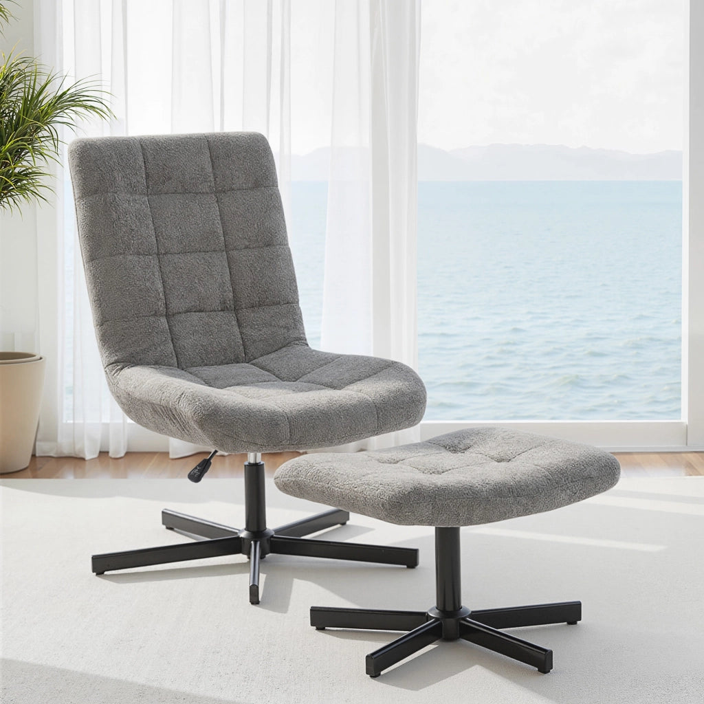 Poltrona Reclinabile su 4 Livelli 66x80x93-104 cm Effetto Velluto con Poggiapiedi Indipendente Grigio