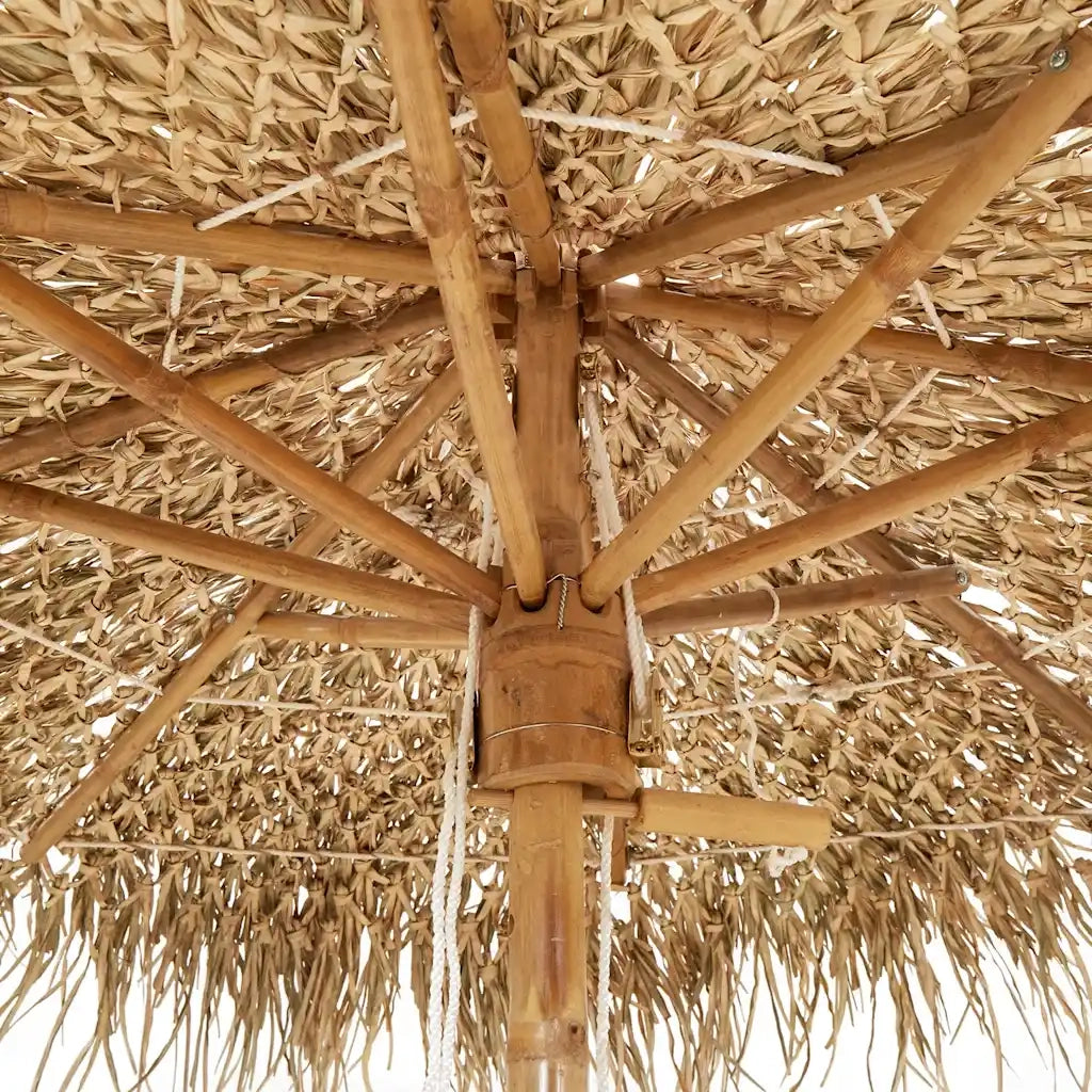 Ombrello Tiki con Baldacchino a Foglia di Banana-Ombrellone da spiaggia 240 cm Bamb¨´