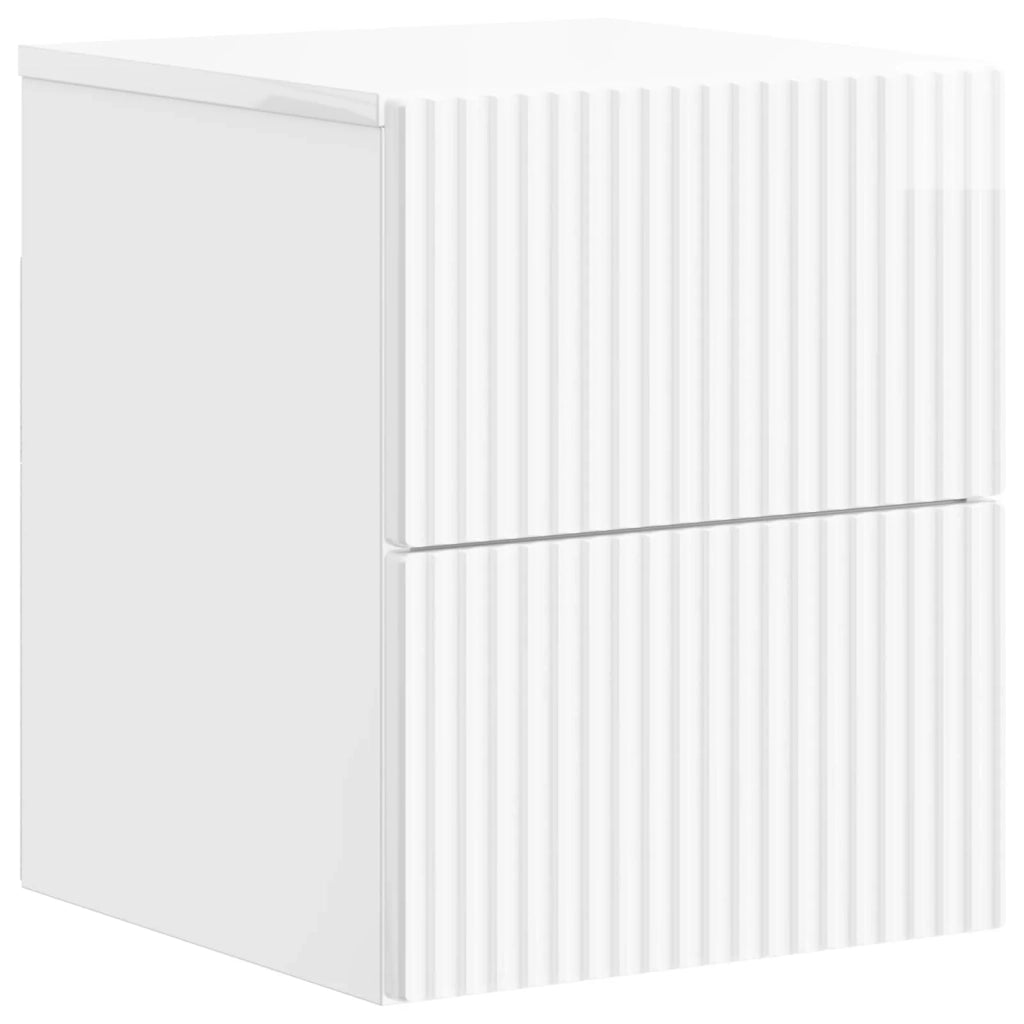 Mobiletto da notte a muro Bianco Lucido 33 x 34,5 x 40 cm 898473