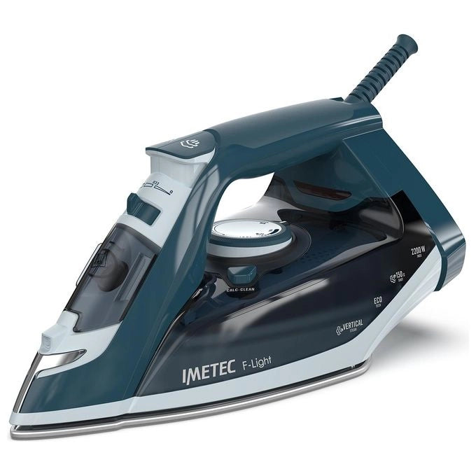 Imetec 9041 F-Light Ferro da Stiro a Vapore Piastra Glide Ceramic 2200 W Colpo Vapore 150 g colore Blu