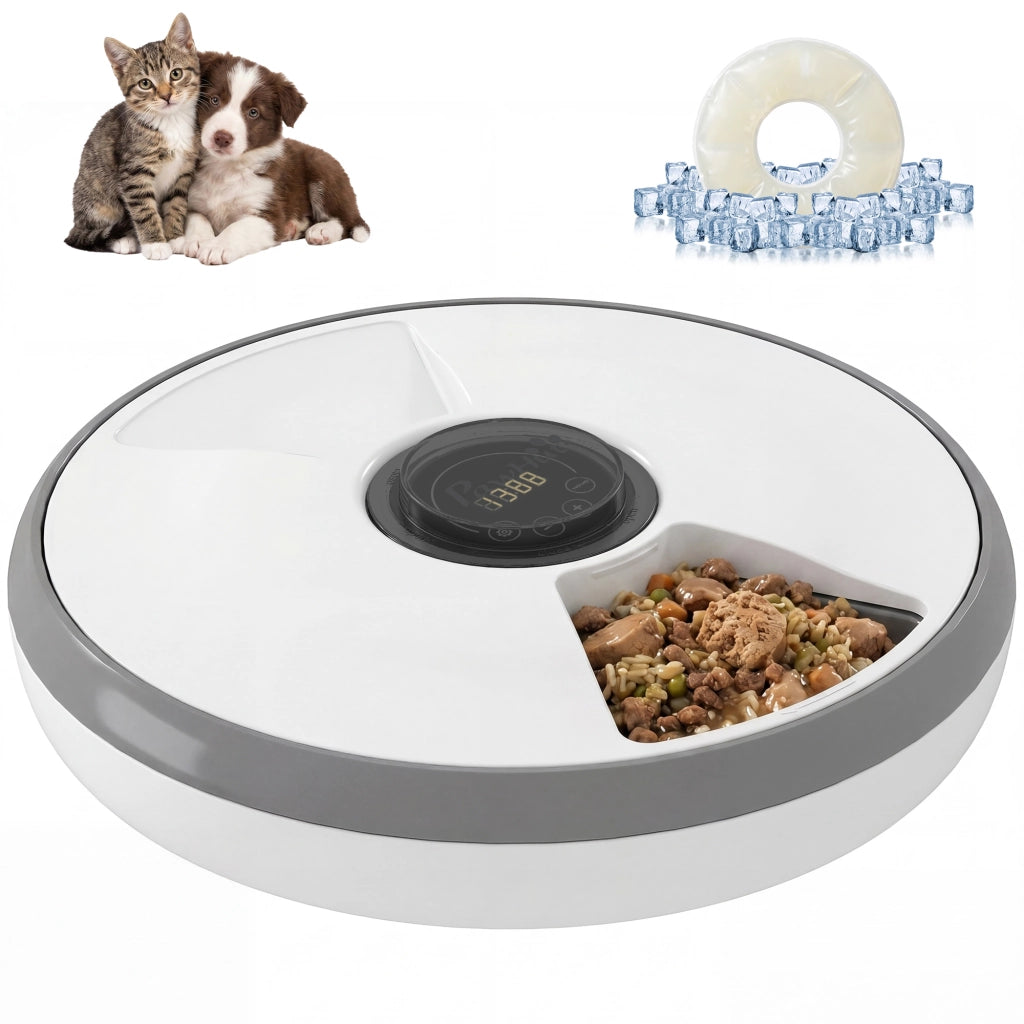 Distributore Automatico Cibo per Gatti e Cani con Timer e Display LED ¨C zephmum ¨C per Cibo Secco e Umido