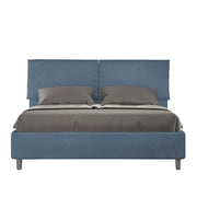 BS COM Letto matrimoniale contenitore doppia alzata imbottito 160x190 microfibra blu
