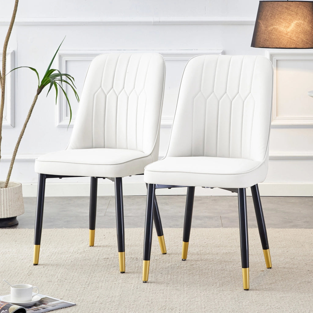 SEDIA da pranzo Set da 2 pezzi 43x41,5 cm PU bianco gambe metallo nero