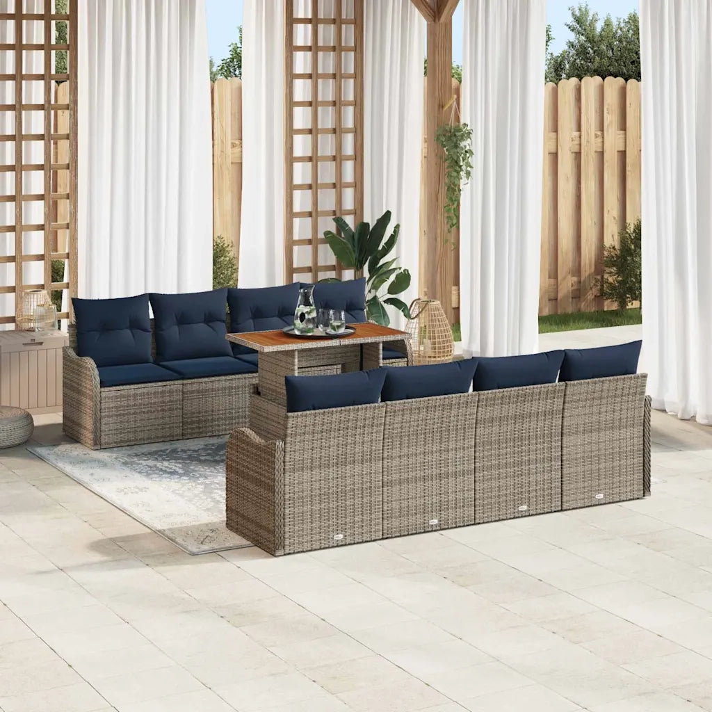 Set Divano da Giardino 7 pz grigio e blu navy 3349436