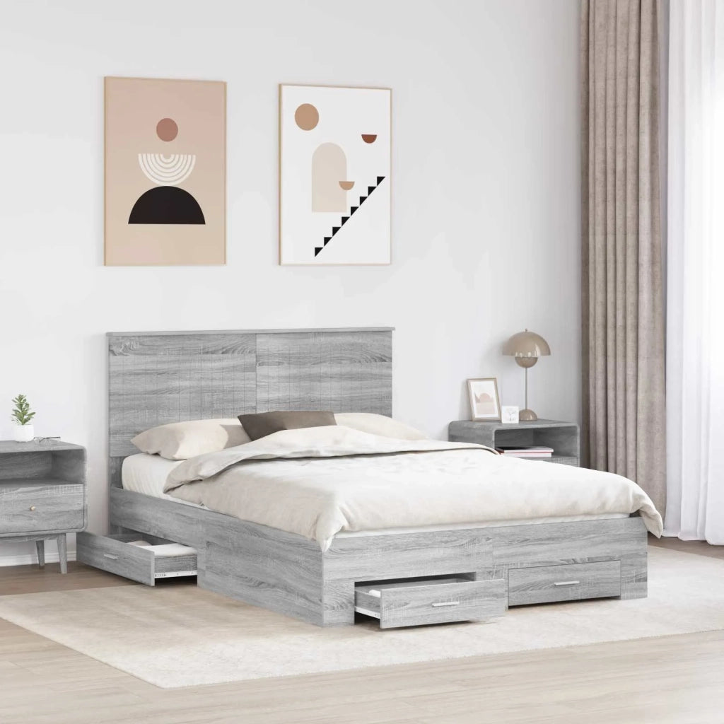 Struttura del letto con testiera Grigio Sonoma 140 x 200 cm 3411301