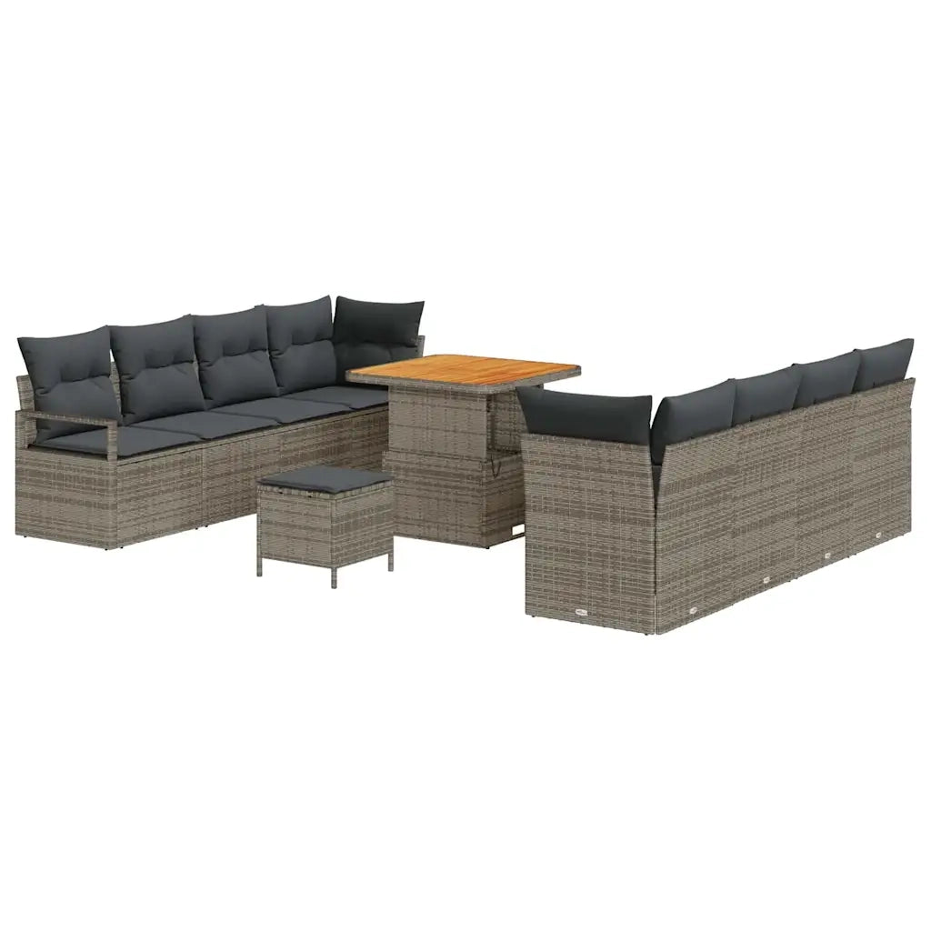 Set Divano da Giardino con cuscino 11 pcs Grigio polyrattan 3362498