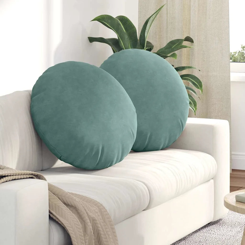 Cuscini per Seduta 2 pcs Verde Mare Ø 40 x 13 cm Velluto 42014258
