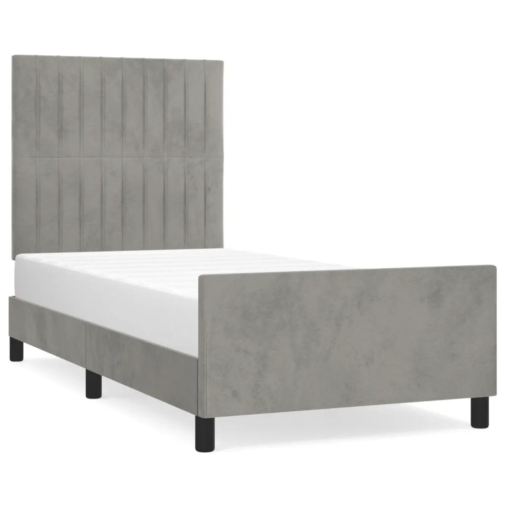 Giroletto senza Materasso Grigio Chiaro 90x200 cm Velluto