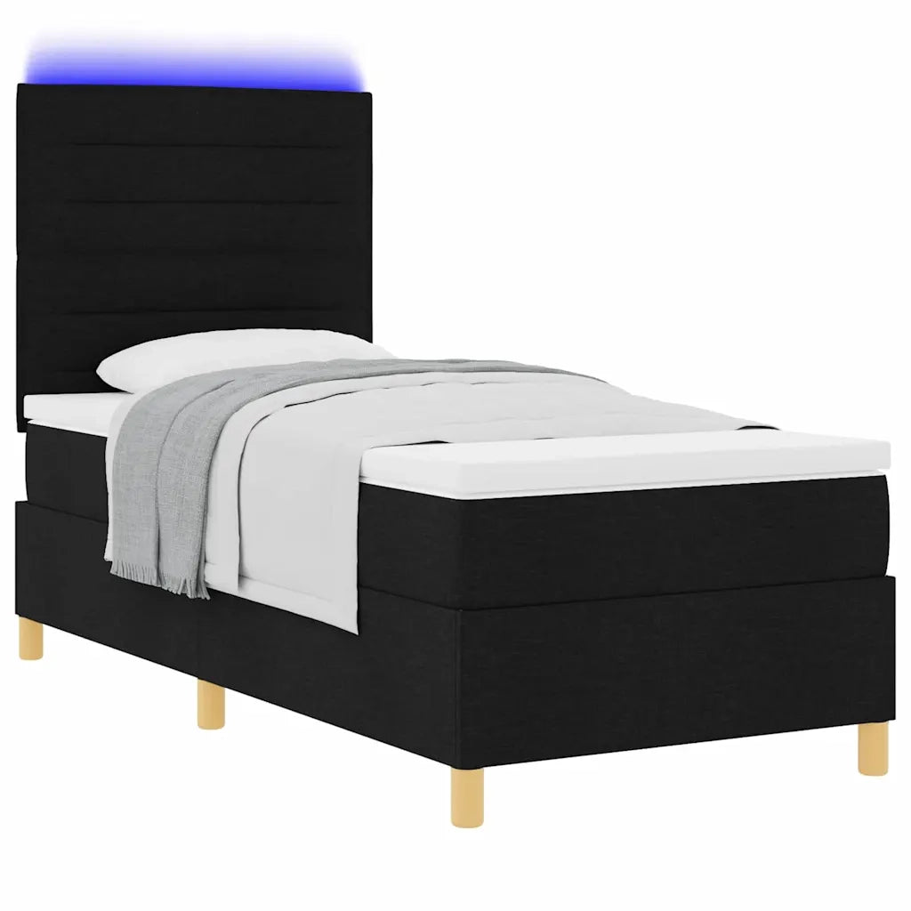 Letto a Sorgente LED con materasso Nero 80 x 200 cm Tessuto 3342979