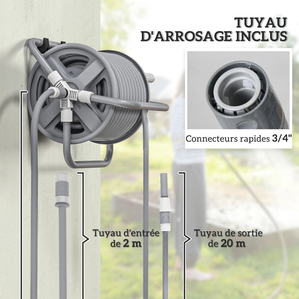 Avvolgitubo per irrigazione 20m ¨C zephmum ¨C con lancia regolabile 2 in 1