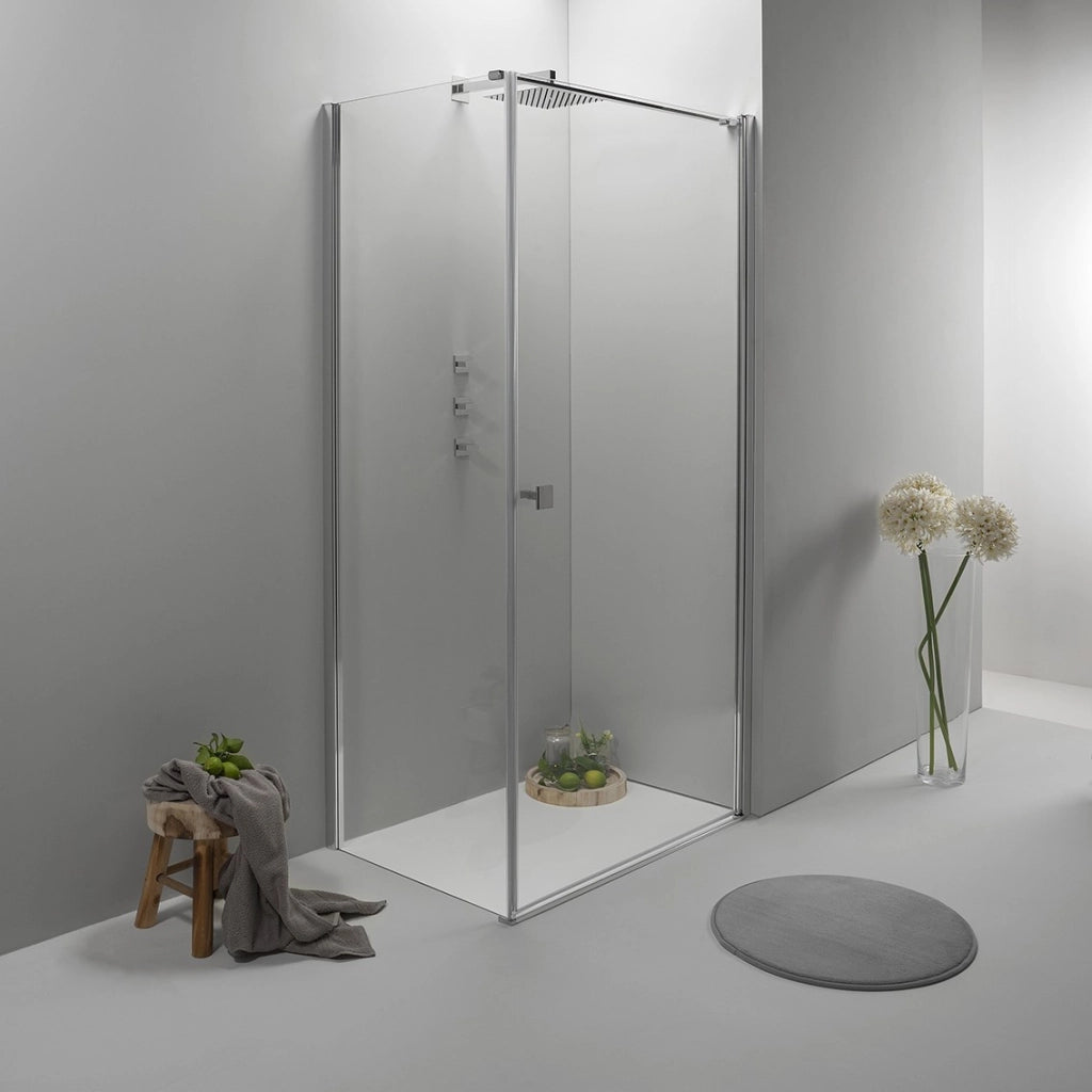 Cabina Box Doccia 100x100 Cm Porta Battente con Lato Fisso Trasparente