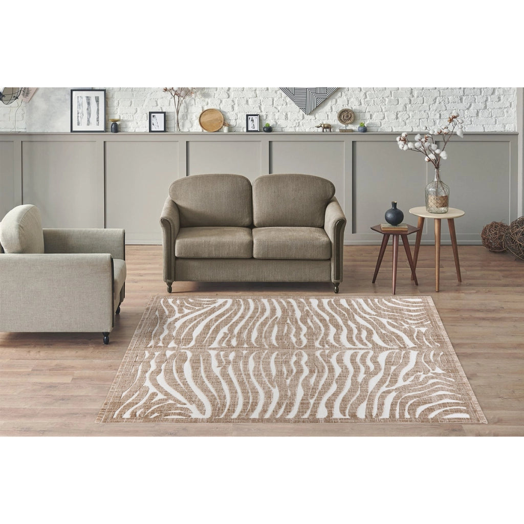 Tappeto moderno Sarai 325 motivo zebrato marrone