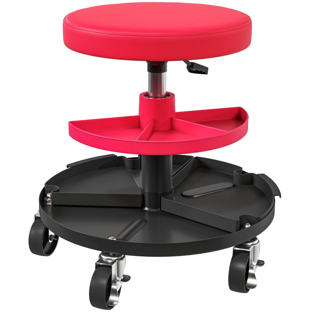 Sgabello Girevole con Ruote e Altezza Regolabile ¨C Minimal ¨C Rosso