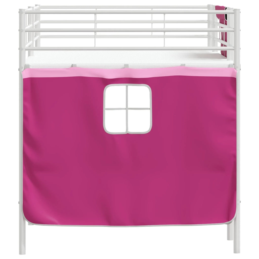 Struttura del Letto Loft per Bambini con Tendine-Giroletto per bambini Bianco e Rosa 693828