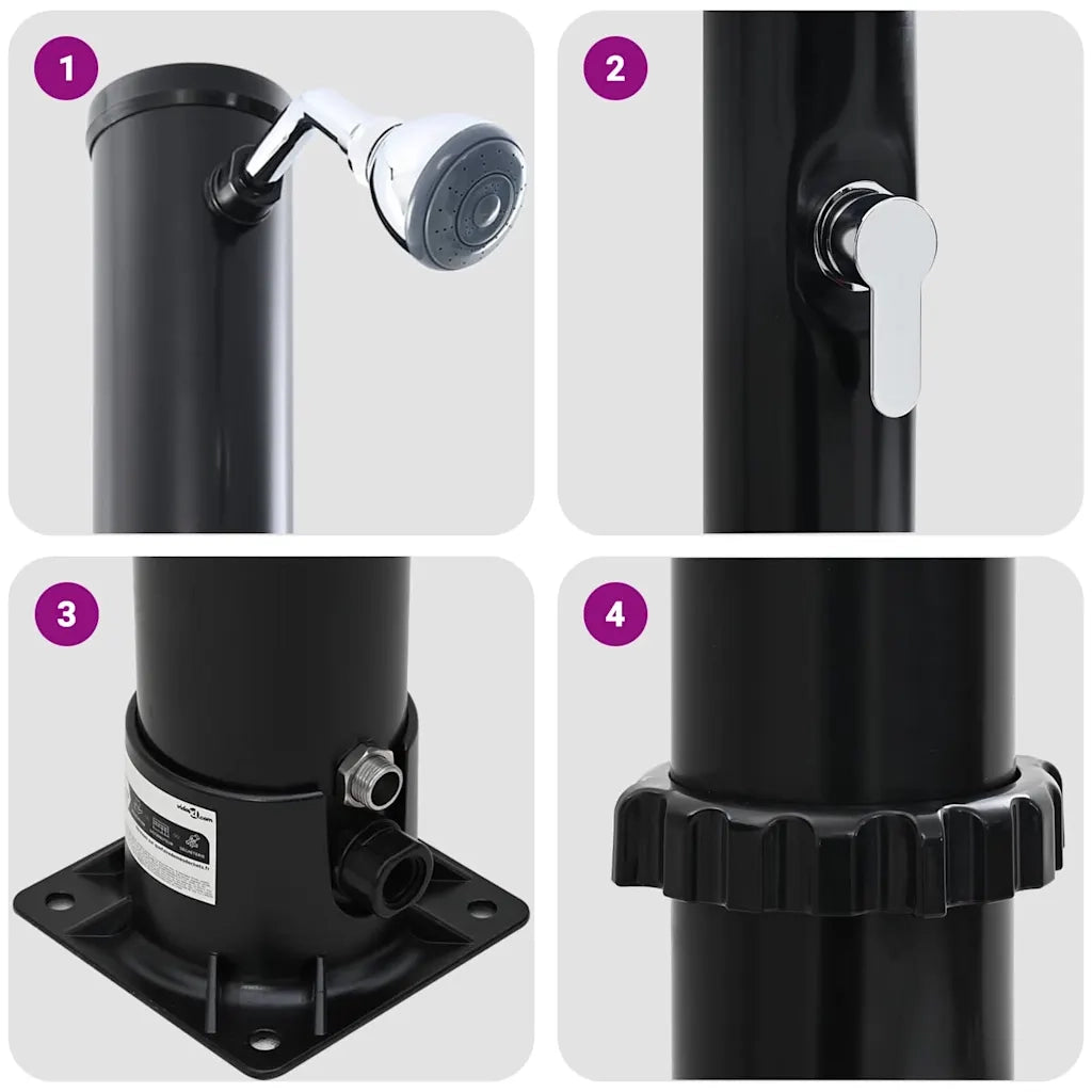 Doccia Solare da Esterno Nero 217 cm PVC e Alluminio 42003408