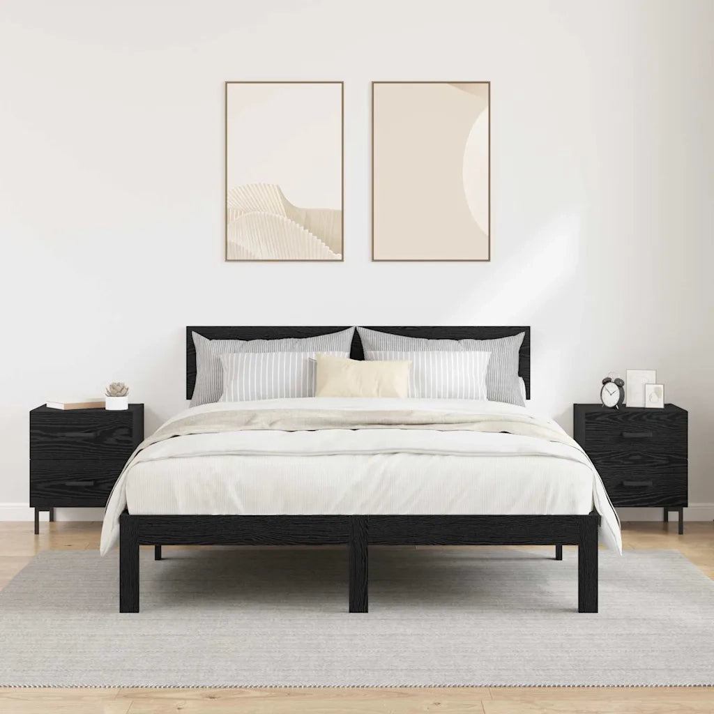 Set di 2 Comodini | Armadio da Notte | Mobiletto da notte Rovere Nero 40 x 35 x 47,5 cm